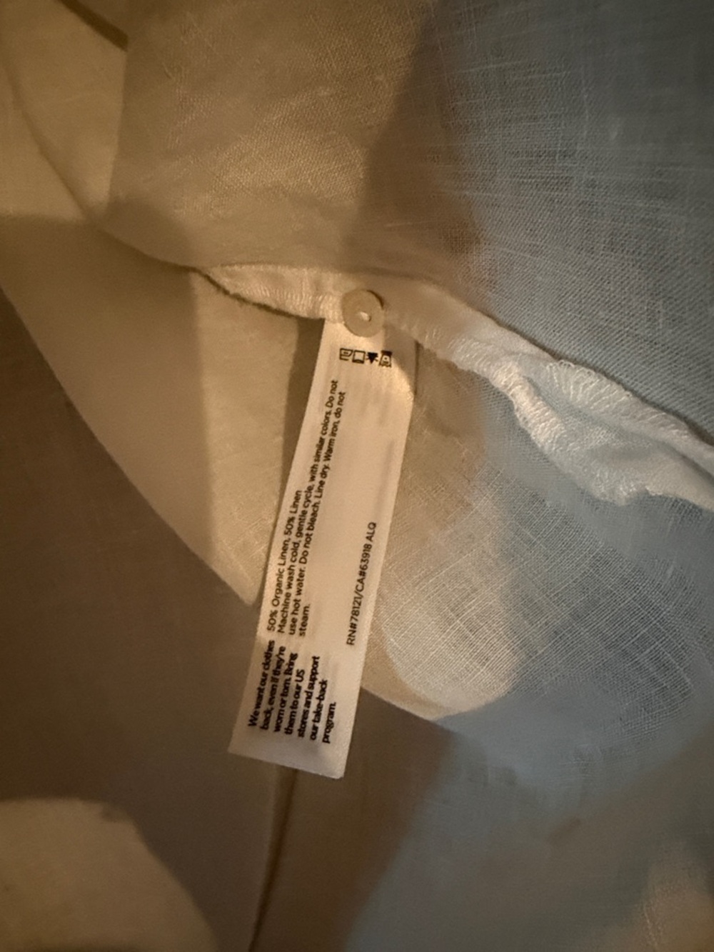 Eileen Fisher Shirt Womens -M- White Linen Button Front Long Sleeve Tunic Top - Picture 7 of 9